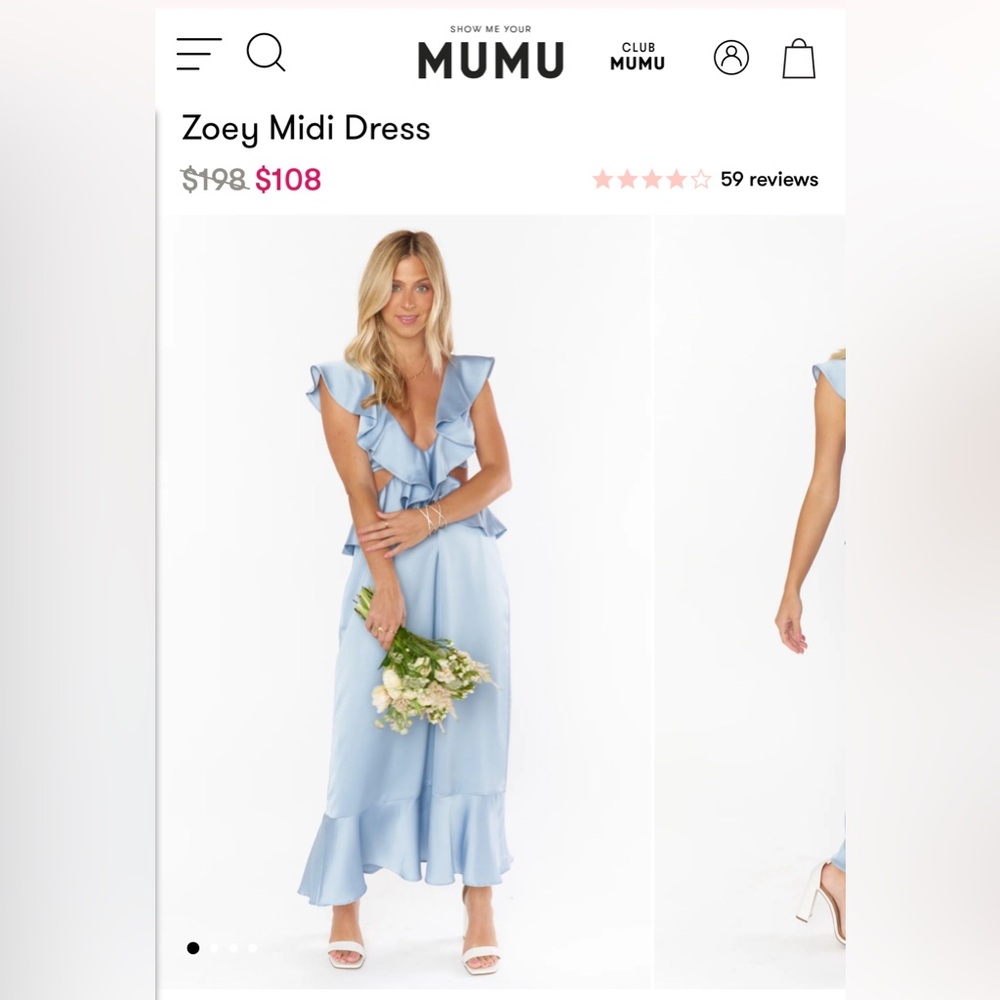 Show Me Your Mumu Zoey Midi Dress (Steel Blue Satin)
